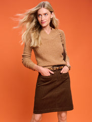 DARK WALNUT|INDIGO BLUE CORDUROY A-LINE SKIRT | Talbots on sale
