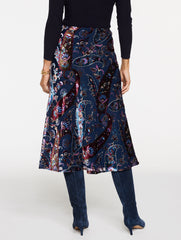 INDIGO MULTI BURNOUT VELVET SKIRT - FLORAL PAISLEY | Talbots discount