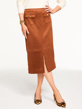 ACORN BROWN FAUX SUEDE MIDI SKIRT | Talbots for sale