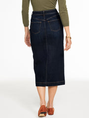 MANOR WASH DENIM MIDI SKIRT - MANOR WASH | Talbots outlet