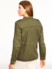 BURNT OLIVE SLUB TWILL MILITARY JACKET | Talbots near me