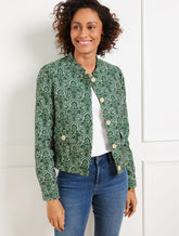 IVORY/GREEN FERN WOODLAND DAMASK JACKET | Talbots outlet