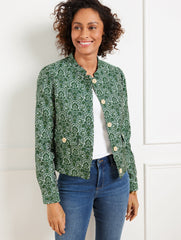 IVORY/GREEN FERN WOODLAND DAMASK JACKET | Talbots outlet