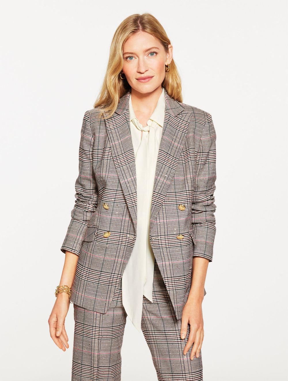 IVORY MULTI DOUBLE BREASTED BLAZER - GLEN PLAID | Talbots near me