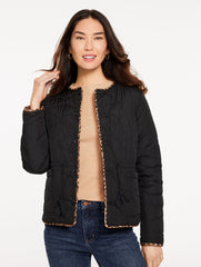 BROWN/BLACK QUILTED REVERSIBLE JACKET - ALLOVER ANIMAL | Talbots online