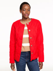 BRIGHT APPLE SCALLOP HEM QUILTED JACKET | Talbots discount