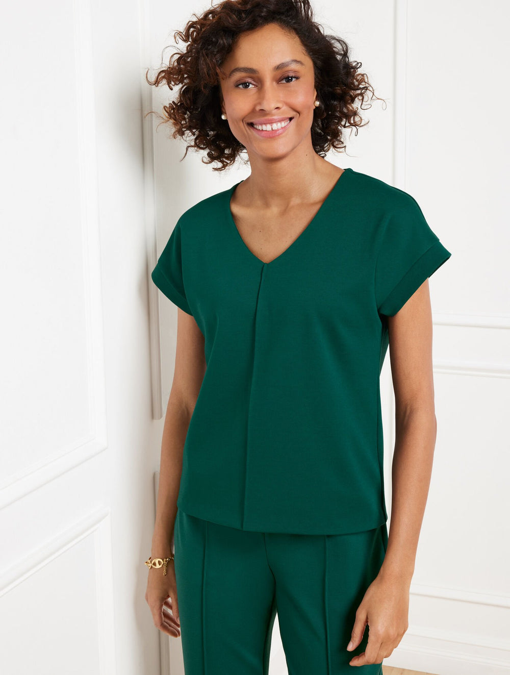 BLACK|COFFEE BEAN|PINE GROVE PASSPORT PONTE V-NECK PULLOVER | Talbots sale