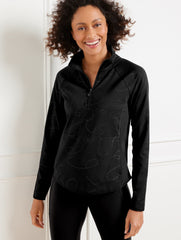 BLACK OUT & ABOUT HALF-ZIP PULLOVER - LINEAR FLORAL | Talbots for sale