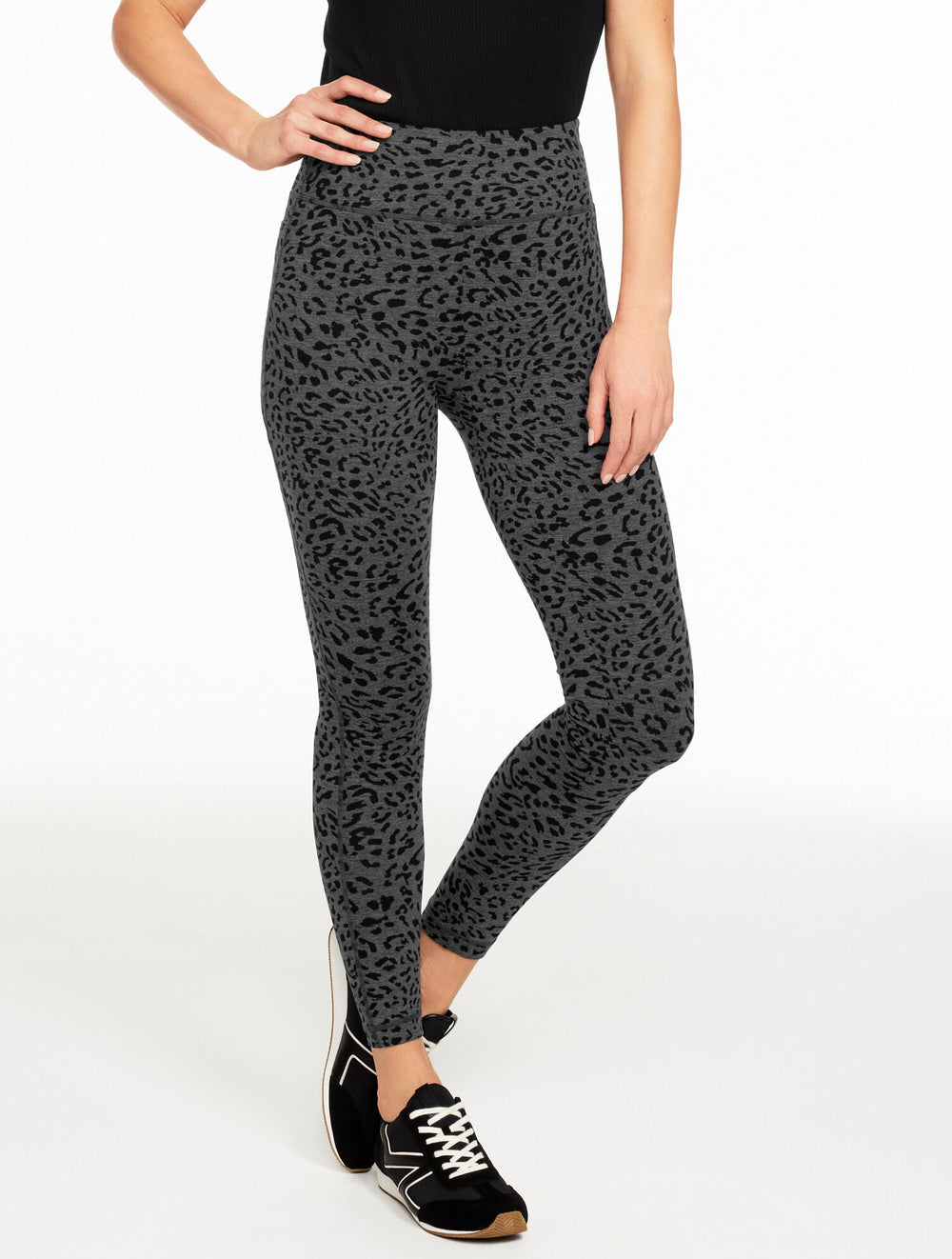 SHADOW HEATHER MULTI STUDIO STRETCH LEGGINGS - TONAL CHEETAH | Talbots online