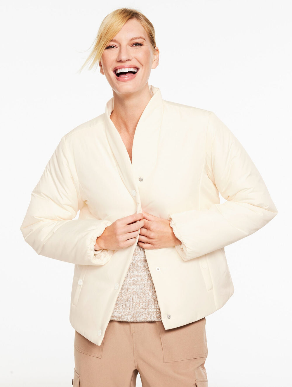 IVORY|LILAC MAUVE PADDED JACKET | Talbots on sale