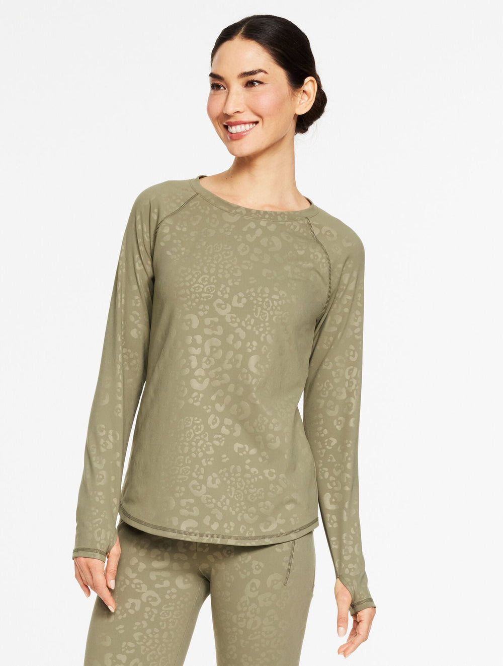 SAGEBRUSH MULTI OUT & ABOUT CREWNECK TEE - SPOT ON LEOPARD | Talbots near me
