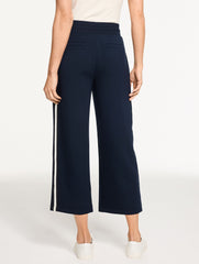 INDIGO AIRKNIT STRETCH WIDE CROP SIDE STRIPE PANTS | Talbots sale