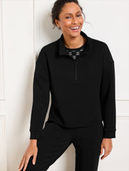BLACK AIRKNIT STRETCH HALF-ZIP PULLOVER | Talbots online
