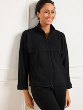 BLACK|IVORY AIRKNIT STRETCH DOLMAN SLEEVE JACKET | Talbots near me