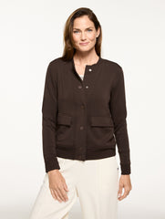 BLACK|DARK CHOCOLATE AIRKNIT STRETCH BOMBER JACKET | Talbots US
