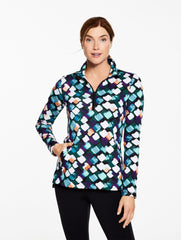 BLACK/PURPLE GARNET CLASSIC FRENCH TERRY HALF-ZIP PULLOVER - DAZZLING DIAMOND | Talbots sale