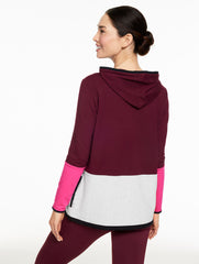 RICH BURGUNDY COLORBLOCK BUNGEE HEM HOODIE | Talbots near me