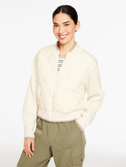 IVORY QUILTED SWEATER BOMBER | Talbots sale