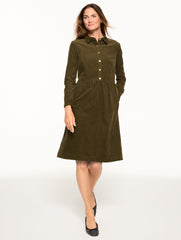 RED CURRANT|OAK MOSS CORDUROY SHIRTDRESS | Talbots discount