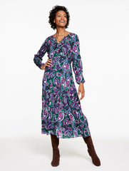 PINE GROVE MULTI FIT & FLARE RUFFLE DRESS - PICCADILLY PAISLEY | Talbots for sale