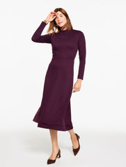 BLACK|EGGPLANT DIAMOND JACQUARD FIT & FLARE MIDI DRESS | Talbots outlet