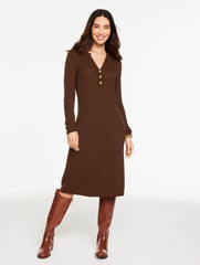 DARK WALNUT|GREY SKY HEATHER A-LINE SWEATER DRESS | Talbots US