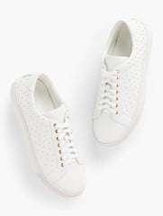 HAVANA TAN|WHITE AUBREY STUDDED NAPPA SNEAKERS | Talbots sale