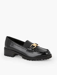 BLACK GIANNA LEATHER LOAFERS | Talbots online