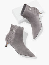 KENDALL GREY KAIT SUEDE CURVED ANKLE BOOTS | Talbots outlet