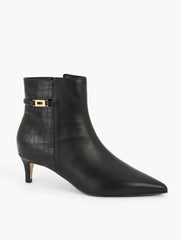 BLACK|DARK WALNUT KAIT NAPPA CURVED HEEL ANKLE BOOTS | Talbots on sale