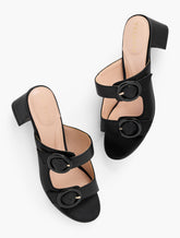 BLACK MILLIE STRAPS VACHETTA BLOCK HEEL SANDALS | Talbots for sale