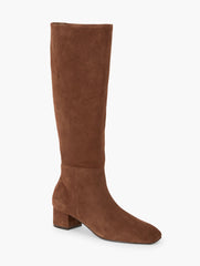 BLACK|DARK WALNUT PERLA TALL SUEDE BLOCK HEEL BOOTS | Talbots sale