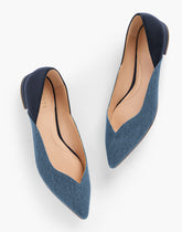 MEDIUM DENIM/INDIGO PORTIA DENIM TRIM NAPPA FLATS | Talbots sale