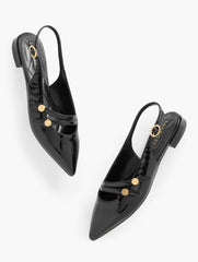 BLACK SCARLET PATENT SLINGBACK FLATS - CRINKLE | Talbots for sale