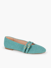 LUSH GREEN VERA WASHED LINEN MARY JANE BALLET FLATS | Talbots near me