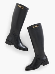 BLACK|COGNAC WAVERLY VACHETTA TALL RIDING BOOTS - EXTENDED CALF | Talbots online