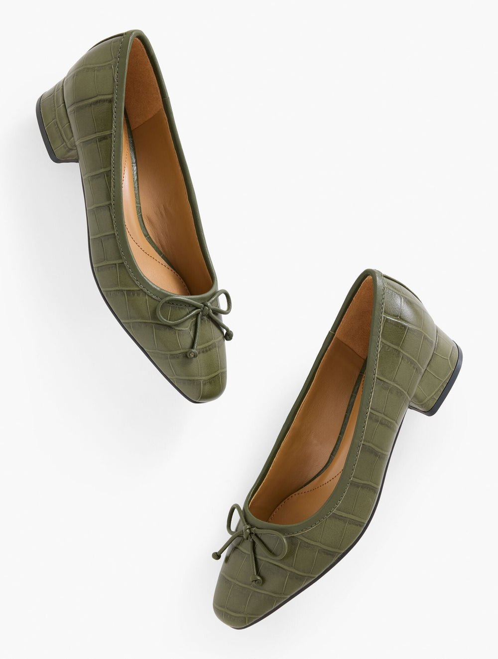 OAK MOSS VANESSA BLOCK HEEL PUMPS - CROC EMBOSSED | Talbots outlet