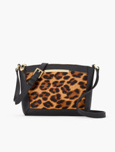 BLACK/TAN MULTI CALF HAIR & PEBBLE LEATHER CROSSBODY BAG | Talbots US