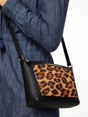 BLACK/TAN MULTI CALF HAIR & PEBBLE LEATHER CROSSBODY BAG | Talbots US