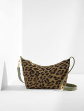 BURNT OLIVE LEOPARD SUEDE CONVERTIBLE CROSSBODY BAG | Talbots discount