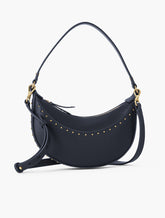 INDIGO STUDDED LEATHER CRESCENT BAG | Talbots outlet