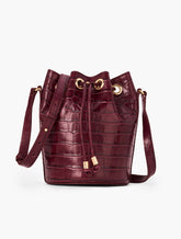 DEEP BURGUNDY CROC EMBOSSED BUCKET BAG | Talbots online