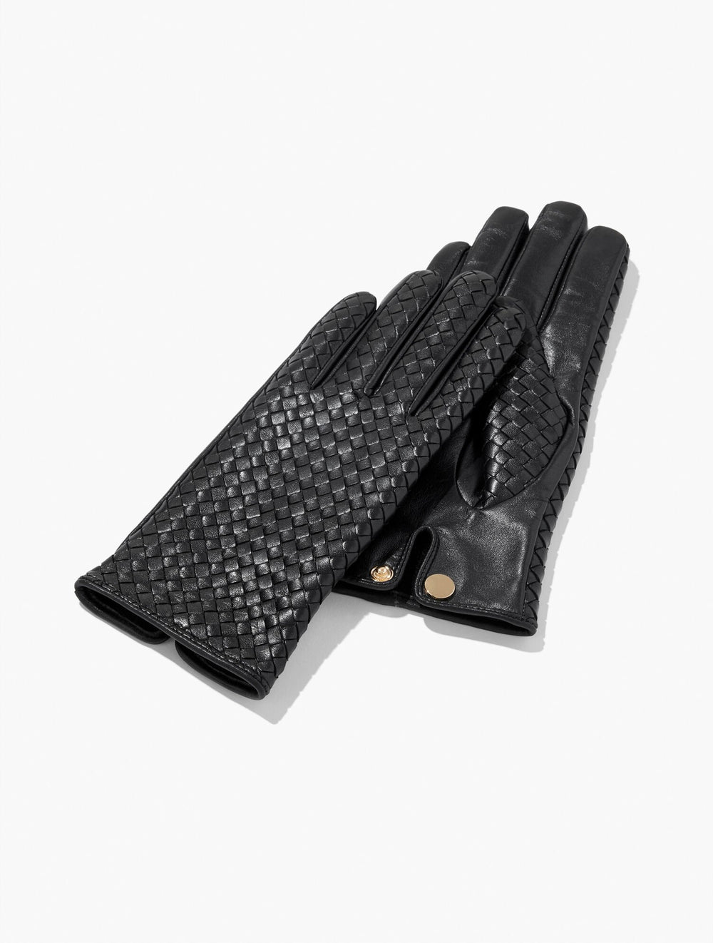 BLACK WOVEN LEATHER GLOVES | Talbots US