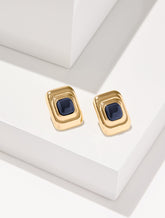 LAPIS BLUE/GOLD LINEAR GEO STUD EARRINGS | Talbots near me