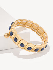 LAPIS BLUE/GOLD LINEAR GEO STRETCH BRACELET | Talbots sale