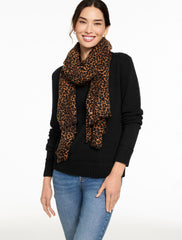 TOASTED COCONUT MULTI FRINGE WOOL WRAP - LEOPARD | Talbots on sale