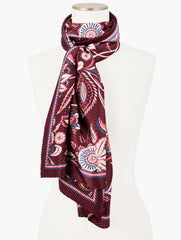RICH BURGUNDY MULTI ECHO PLEATED LIVELY FLORAL OBLONG SCARF | Talbots near me