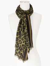 BURNT OLIVE MULTI OPULENT OCELOT OBLONG SCARF | Talbots sale