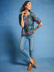 LUSH GREEN MULTI GORGEOUS GARDEN TOP | Talbots outlet