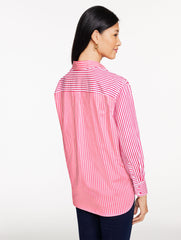 BRIGHT ROSE/WHITE|LUSH GREEN/WHITE POPLIN TOP - TAILORED STRIPE | Talbots for sale